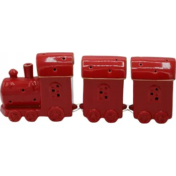 Vánoční dekorace Keramický vláček LED červeno-zlatý vánoční dekorace 31 cm