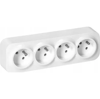 Elektrická zásuvka Čtyřnásobná zásuvka nástěnná s uzemněním kolíkem, bílá IP20 ORNO ToDo