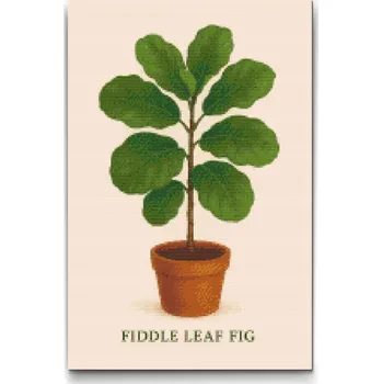 Diamantové malování Diamantové malování - Ficus lyrata (Fiddle Leaf Fig) Velikost: 40x60cm, Rámování: Pouze srolované plátno, Diamanty: Kulaté