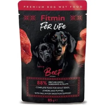 Krmivo pro psa FITMIN For Life Dog Adult Beef 85g - Filety z hovězího masa sušené s rajčata 85g