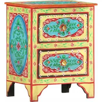 Noční stolek Noční stolek dřevěný s ručně malovanými vzory, 40x30x50 cm, různé barvy