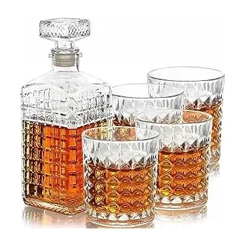 Belle Vous Skleněná karafa na whisky + 4 sklenice 260 ml