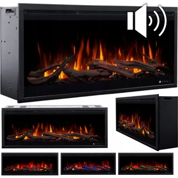 Elektrický krb vestavný s topením Aflamo černý 1500 W 180 x 48 x 22 cm