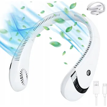 Domácí ventilátor MINI PŘENOSNÝ VĚTRÁK USB VENTILÁTOR NA KRK s AKUMULÁTOR 5000mAh BÍLÝ