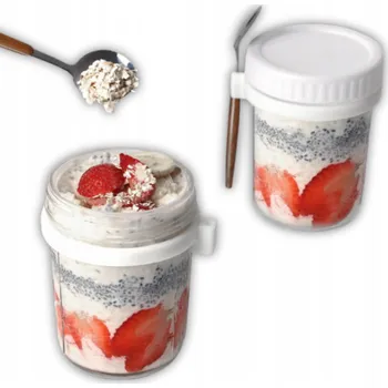 Sklenice SŁOIKI ŚNIADANIOWE NA JOGURT OWSIANKĘ Sklenice na noční ovesnou kaši s HERMETICKÝM VÍČKEM