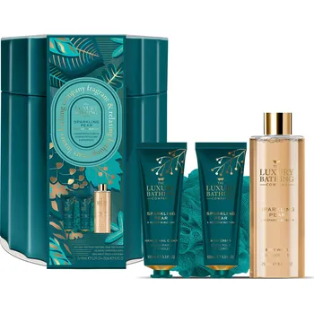 Kosmetika Grace Cole – Sparkling Pear & Nectarine Blossom, sada s péčí o tělo a ruce v plechové dóze, 4 ks