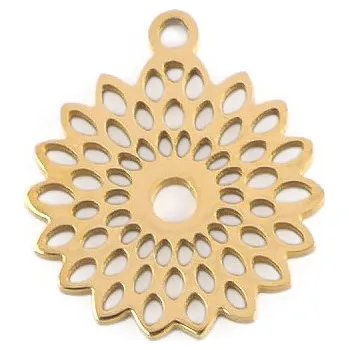 Přívěsek Přívěsek z nerezové oceli čtyřlístek, mandala Varianta: 4 zlatá mandala, Balení: 1 ks