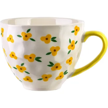 Porcelánový hrnek FLORELLA 400 ml bílý/žlutý