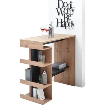 Barový stolek Livetastic BAROVÝ STŮL, černá, dub artisan, 108/50/103 cm - Barové stoly - 000572035313