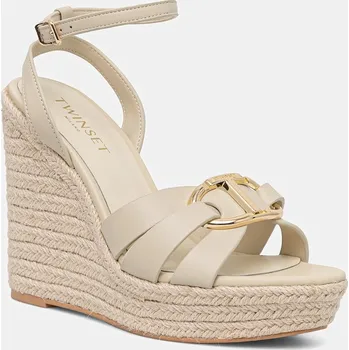 Dámské sandále Kožené sandály Twinset béžová barva, 251TGT092 251TGT092.11640 01X, EUR 41