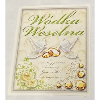 Samolepící etiketa Samolepící etikety na alkohol, svatební vodku, 25 Ks – holubice, vzor 2