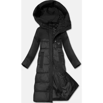 Černá zimní bunda z různých spojených materiálů Libland (7820) odstíny černé S (36)