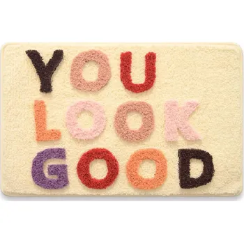 Koupelnová předložka KOUPELNOVÁ PŘEDLOŽKA S NAPISEM YOU LOOK GOOD, PROTISKLUZOVÁ, BAREVNÁ