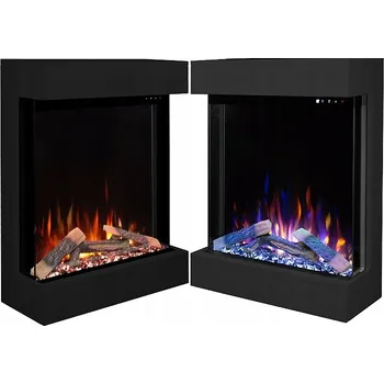 Elektrický nástěnný krb s topením Aflamo černý 12 W 73 x 83 x 24 cm