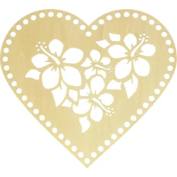 Příze Bellatex Dno víko překližkové 20x18cm / otvory 6mm přírodní srdce