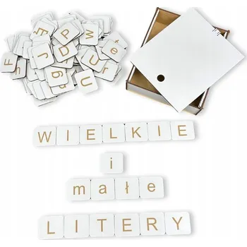 Dřevěná hračka Dřevěná abeceda polský pro učení, skládačka PÍSMENA malá a velká, čtení