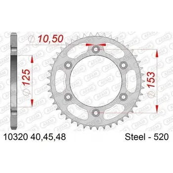 Nářadí na motocykly Ocelová zadní rozeta Afam 10320 48 zubů, rozměr 520