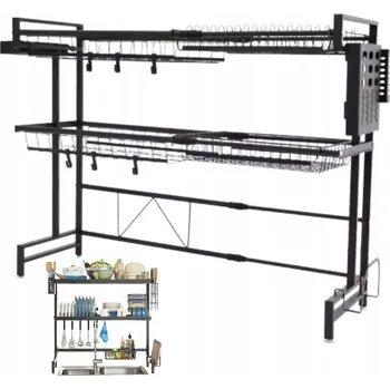Organizace kuchyně VELKÝ ODKAPÁVAČ NAD DŘEZ NA NÁDOBÍ DVOUÚROVŇOVÝ REGÁL SUŠÁK DVĚ POLICE