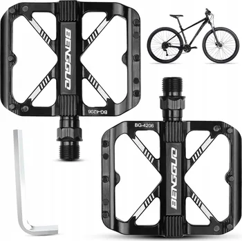 Pedál na kolo HLINÍKOVÉ PEDÁLY NA KOLO PLATFORMOVÉ MTB TREKING ČERNÉ LEHKÉ