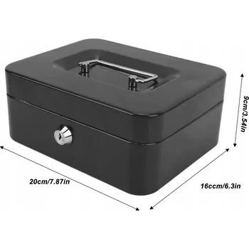 Obraz KOVOVÁ KASIČKA KRABIČKA NA PENÍZE S RUKOJETÍ ČERNÁ