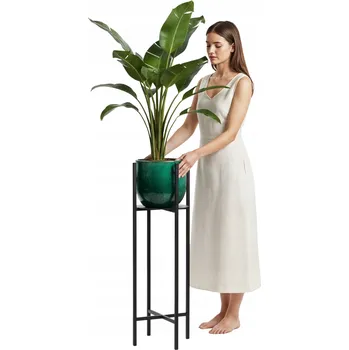 Stojan na květiny Držák Na Květináč kovový stojící loft černý 80 cm stojan na květiny FRAMADO Polsko