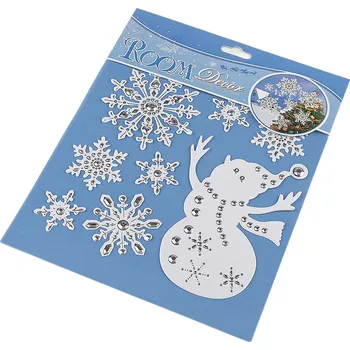 Vánoční dekorace Vánoční samolepky plastické 3D Varianta: 5 bílá sněhulák, Balení: 1 karta