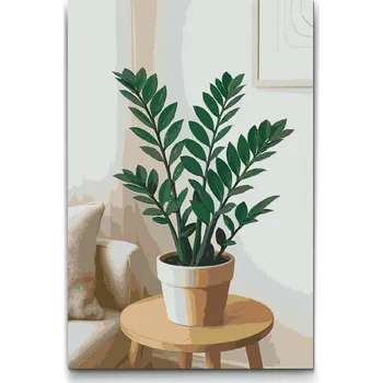 Malování podle čísel - Zamiokulkas Velikost: 40x60cm, Rámování: Pouze srolované plátno