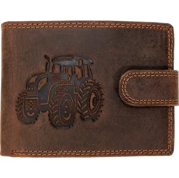 Peněženka WILD Kožená peněženka s přeskou Traktor - hnědá
