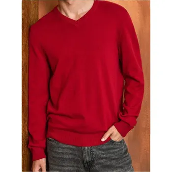 Pánský svetr Sinsay - Svetr s&nbsp;výstřihem do V - červená - 775FZ-33X - 775FZ-33X-XS