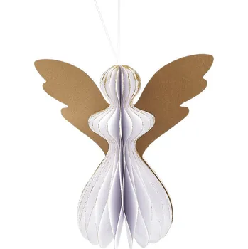 Vánoční dekorace Papírový skládací anděl k zavěšení 17 cm Varianta: 1 bílá zlatá, Balení: 1 ks