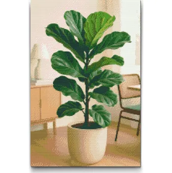 Diamantové malování Diamantové malování - Fíkus lyrovitý Velikost: 40x60cm, Rámování: Pouze srolované plátno, Diamanty: Kulaté