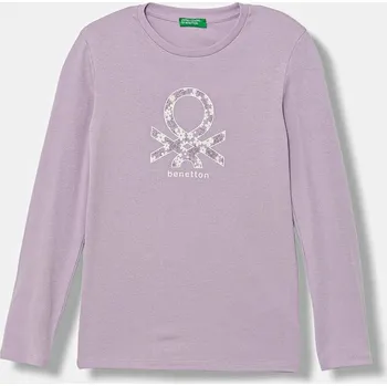 Chlapecké tričko Dětské bavlněné tričko s dlouhým rukávem United Colors of Benetton fialová barva, 3I9WC10Q2 3I9WC10Q2.G.seasonal 04X, vel. 160