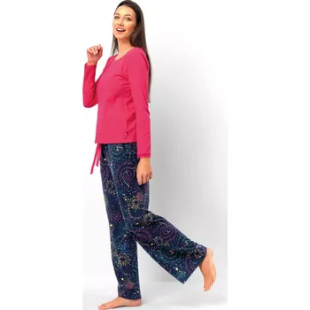 Pánské pyžamo DÁMSKÉ PYŽAMO LNS 750 B25 TMAVĚ MODRÁ A MALINOVÁ L