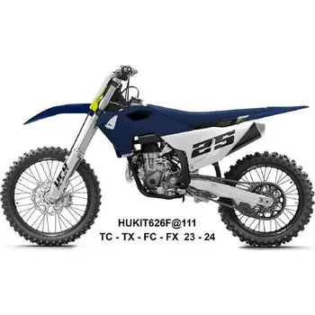 UFO sada plastů a kryty tlumičů HUSQVARNA TC 125/250 23-24, FC 250/350/450 23-24, FX 350/450 23-24, TX 300 24 (tmavě modrá/bílá)