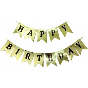 Banner Girlanda VŠECHNO NEJLEPŠÍ k Narozeninám Bílý Zlatý