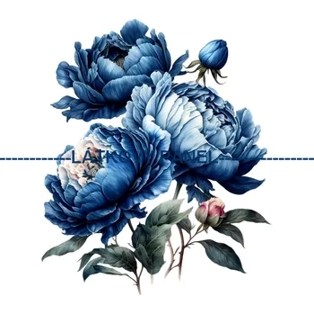 Látkový panel - Pivoňky modré - KYT-119 Velikost: 15x15cm, Materiál: Úplet