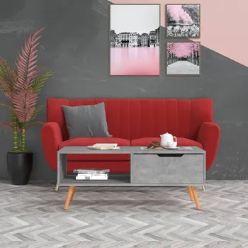 Konferenční stolek vidaXL Konferenční stolek betonově šedý 100x49,5x43cm kompozitní dřevo