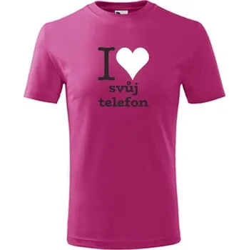 Chlapecké oblečení Purpurové dětské tričko I love svůj telefon - barva purpurová - velikost 10let