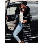 Černý dámský zimní prošívaný kabát HORIZON s kožešinou TY4749 Velikost: S