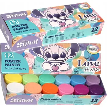 Vodová barva Plakátové barvy PASTELOVÉ 12 barev 20 ml Lilo a Stitch DISNEY Majewski