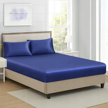 Prostěradlo Prostěradlo s gumou saténové Vzor lesklý 160x200cm Barva modrá