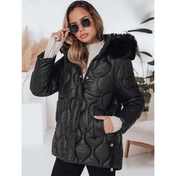 Dámská zimní černá prošívaná bunda LUMORE s kapucí TY5016 Velikost: XL