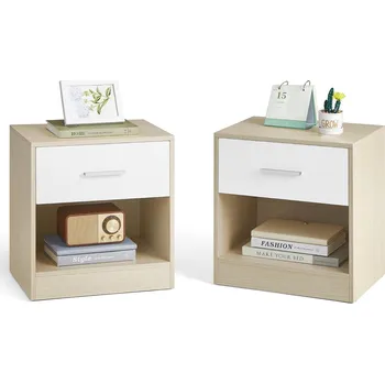 Noční stolek Stolik szafki nocne białe szuflady zestaw