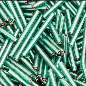 Dětské navlékací korálky Rokajl PRECIOSA - čípky extra dlouhé - modrozelená rovná > 60mm/16ks