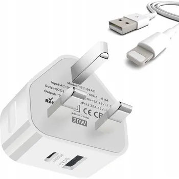USB C NABÍJEČKA UK ANGLICKÁ pro IPHONE + KABEL 1M