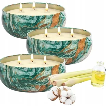 Svíčka ŚWIECE ZAPACHOWE VOSK SOJOWY 100% NATURALNE TRÁVA CITRONOVÁ 3KS 270 HODIN