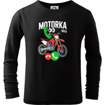 Chlapecké tričko Karikatura motorka cross volá - Triko dětské Long Sleeve - 158 cm/12 let ( Černá )