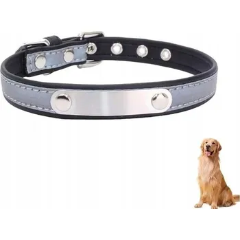 Obojek pro psa Reflexní obojek pro psa s prostorem pro jméno, nastavitelný, měkký, černý XS
