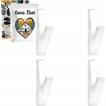 Věšák ALUMINIOWÝ VĚŠÁK NA ZEĎ Lova Nest PŘIŠROUBOVACÍ NÁBYTKOVÝ HÁČEK BÍLÝ 4ks