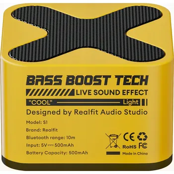Bluetooth reproduktor BEZDRÁTOVÝ REPRODUKTOR REALFIT S1 MINI BT BLUETOOTH 500MAH 5V ŽLUTO-ČERNÝ